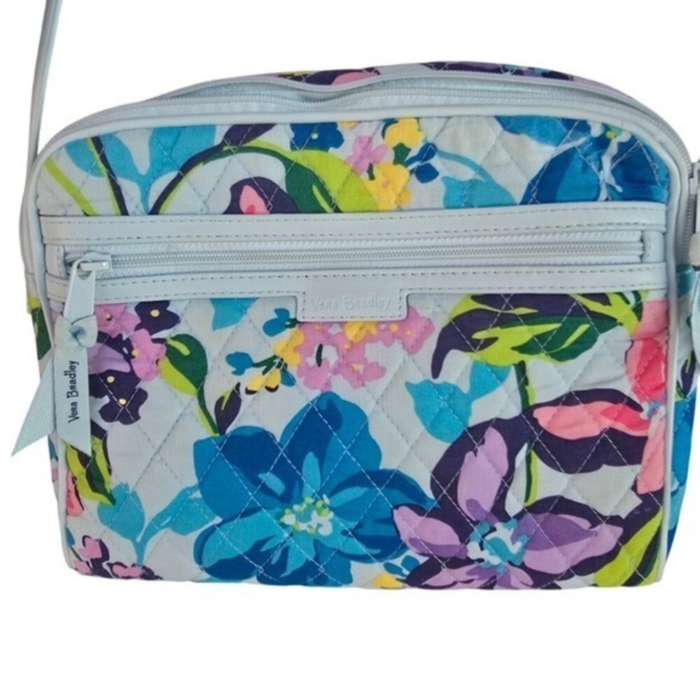 Vera Bradley Quilted Floral Crossbody Bag Blue Pink